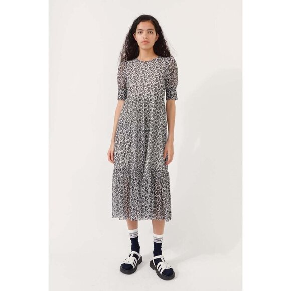 Baum Und Pferdgarten Jocelyn Black White Mesh Midi Dress Size S - Picture 1 of 9